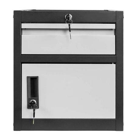 Szafka narzędziowa do stołów warsztatowych Mega-M 37x48.5x41.5 cm 1 szuflada 1 szafka grafitowa szary front