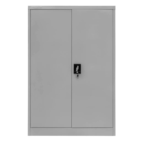 Szafa biurowa metalowa na dokumenty Mega-M pełne drzwi S-90 cm G-40 cm H-140 cm szara