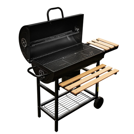Grill ogrodowy węglowy beczka Mega-M 2 x stolik boczny