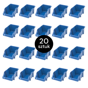 Pojemnik magazynowy Mega-M kuweta warsztatowa M plastikowa 200x300x130 mm niebieski (pakiet 20 szt.) N