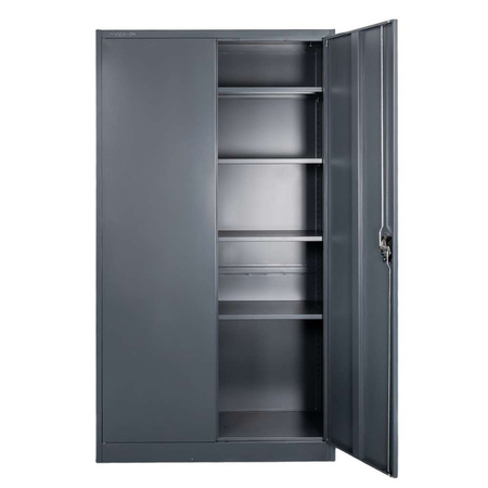 Szafa biurowa metalowa na dokumenty Mega-M pełne drzwi S-100 cm G-40 cm H-185 cm grafitowa