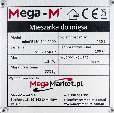 Mieszałka do mięsa z wychylną dzieżą Mega-M mimCR130.100.1500