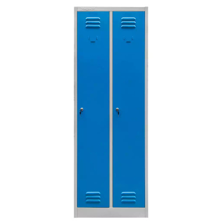 Szafka BHP ubraniowa Mega-M pracownicza 2-drzwiowa S-60 cm szara/niebieski front