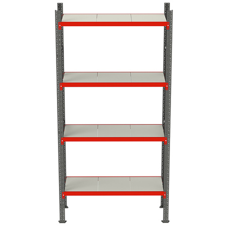 Regał metalowy magazynowy 4-półkowy Mega-M FORTIS H-240 cm L-167 cm G-60 cm moduł bazowy