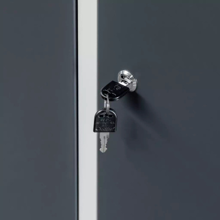 Szafka ubraniowa BHP Mega-M J-80 2 drzwiowa szara/ grafitowy front  S-80 cm G-50 cm H-180 cm skręcana N