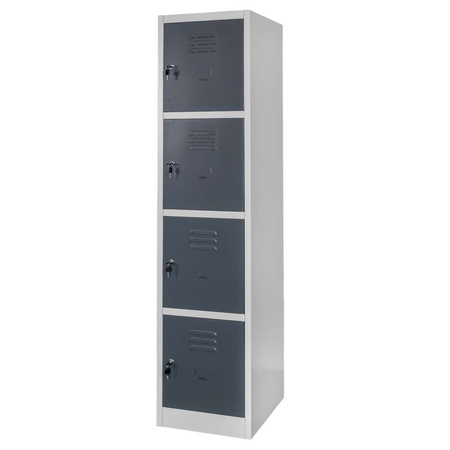 Szafka skrytkowa BHP Mega-M J-40/4 4 drzwiowa szara/ grafitowy front S-40 cm G-50 cm H-180 cm skręcana N