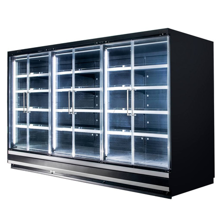 Regał Chłodniczy Mega-M HUGO IN L-375 cm G-85 cm H-204 cm black drzwi transparentne N