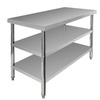 Stół ze stali nierdzewnej centralny z 2-półkami Mega-M X STANDARD S-120 cm G-60 cm H-85 cm N
