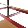 Regał magazynowy Mega-M Basic Plus H-180 cm L-150 cm G-45 cm 5 półek z MDF 6,8 mm (275kg) grafitowy/czerwony N