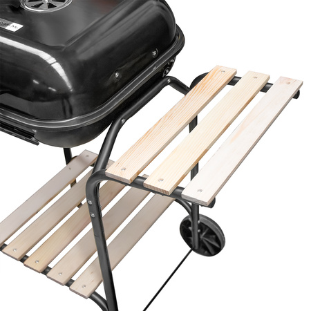 Grill ogrodowy węglowy z pokrywą Mega-M 2 x stolik boczny
