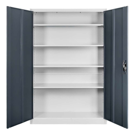Szafa biurowa metalowa na dokumenty Mega-M pełne drzwi S-120 cm G-40 cm H-185 cm szara grafitowy front