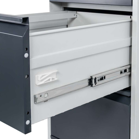 Szafka metalowa na dokumenty FURVERO W4S S/G kartotekowa 4 szuflady S-45 cm szara grafitowy front