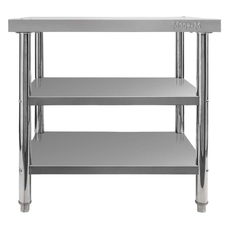 Stół gastronomiczny ze stali nierdzewnej centralny z 2 półkami Mega-M X STANDARD 100x60x85 cm