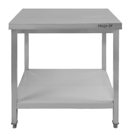 Stół ze stali nierdzewnej centralny z półką Mega-M S-80 cm G-60 cm H-85 cm N