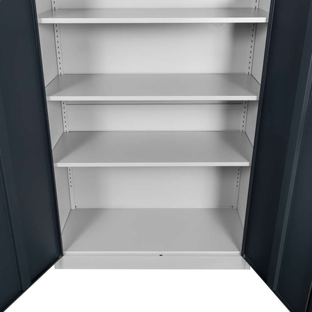 Szafa biurowa metalowa na dokumenty Mega-M pełne drzwi S-100 cm G-40 cm H-185 cm szara grafitowy front