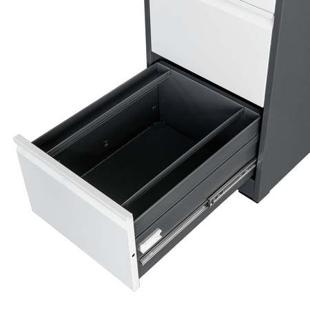Szafka metalowa kartotekowa Mega-M WENUS W-4/S 4 szuflady A4 grafitowa/ szary front S-45 cm G-62 cm H-134 cm skręcana N