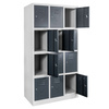 Szafka skrytkowa BHP Mega-M J-90/12 12 drzwiowa szara/ grafitowy front S-90 cm G-50 cm H-180 cm skręcana N