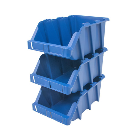 Pojemnik magazynowy kuweta warsztatowa Mega-M 26,5x42x16,8 cm plastikowy niebieski XL - zestaw 8 szt.