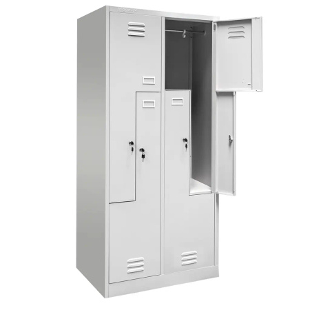 Szafka ubraniowa BHP Mega-M J-80/L 4 drzwiowa typ L szara S-80 cm G-50 cm H-180 cm skręcana (wysyłka paletowa) N