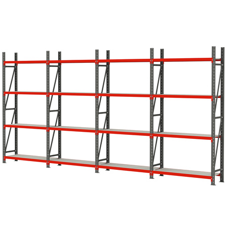 Regał magazynowy 16-półkowy Mega-M FORTIS H-240 cm L-642.5 cm G-60 cm