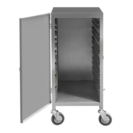 Wózek transportowy ze stali nierdzewnej zamykany na pojemniki GN Mega-M S-38 cm G-55 cm H-90 cm N