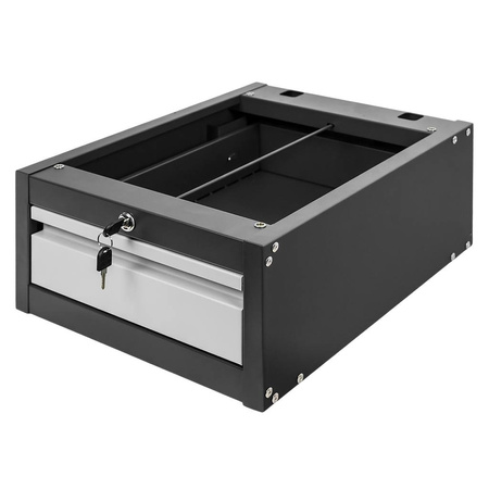 Szafka narzędziowa Mega-M do stołów warsztatowych 1 szuflada S-37 cm x G-48,6 cm x H-19 cm system 01 grafit/front szary N