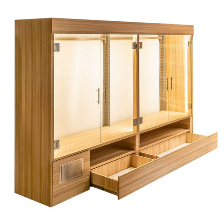 Regał na pieczywo przeszklony oświetlenie LED Mega-M H-193 cm L-257 cm G-62 cm Coco Bolo