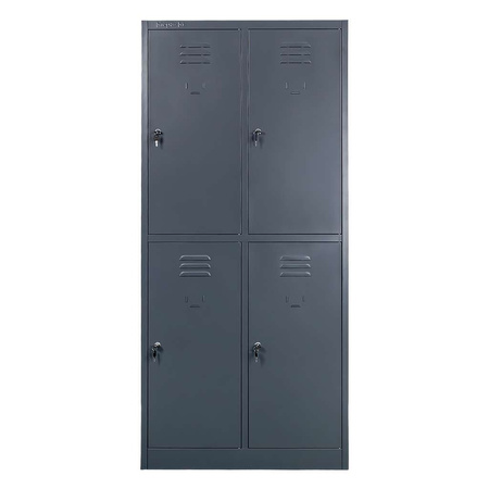 Szafka ubraniowa skrytkowa BHP Mega-M J-80/4 4 drzwiowa grafitowa S-80 cm G-50 cm H-180 cm skręcana N