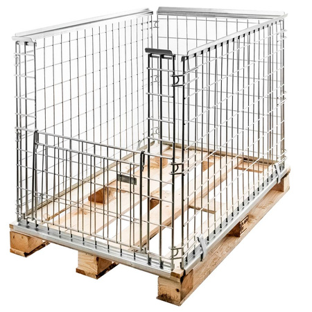 Gitterbox Kosz nadstawka na paletę Mega-M 80x120 cm z uchylna klapą na krótszym boku