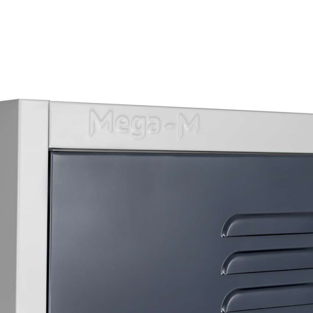 Szafka skrytkowa BHP Mega-M J-80/8 8 drzwiowa szara/ grafitowy front S-80 cm G-50 cm H-180 cm skręcana N