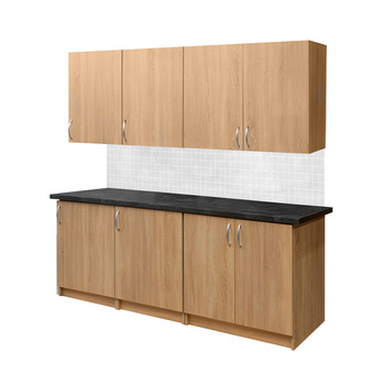 Zestaw mebli kuchennych do pomieszczeń socjalnych Mega-M L-200 cm G-60 cm H-86 cm Dąb Sonoma