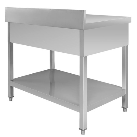 Stół gastronomiczny ze stali nierdzewnej przyścienny z półką i 3 szufladami Mega-M 100x60x85 cm