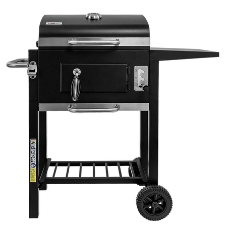 Grill ogrodowy węglowy z pokrywą Mega-M 1x stolik boczny 42x30 cm