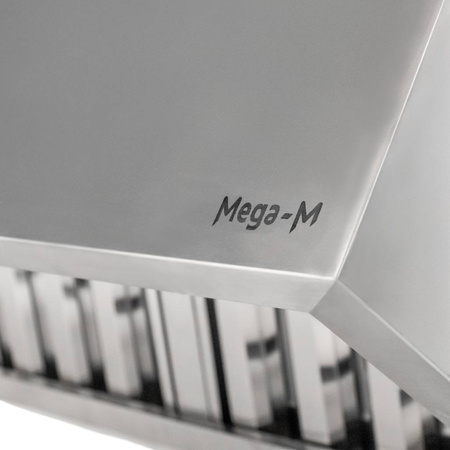 Okap gastronomiczny skrzyniowy z łapaczem tłuszczu Mega-M 200x100x50 cm stal nierdzewna