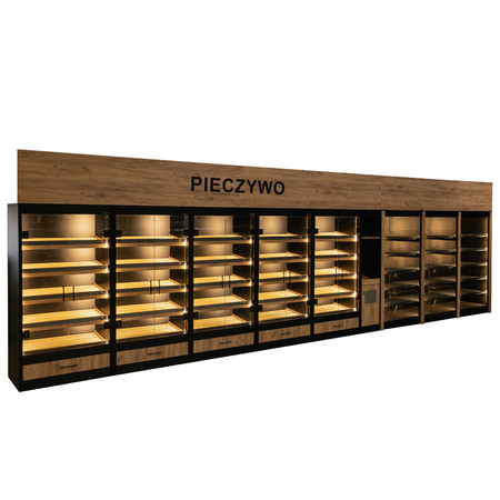 Regał na pieczywo Mega-M moduł akcesoria  H-205 cm L-45 cm G-58 cm czarny / dąb kraft N