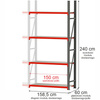 Regał metalowy magazynowy 4-półkowy Mega-M FORTIS H-240 cm L-158.5 cm G-60 cm moduł dostawny