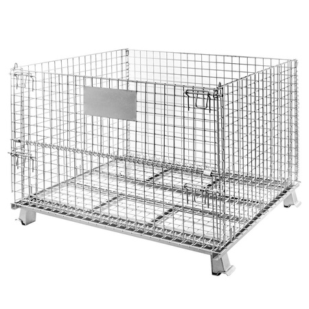 Pojemnik siatkowy Gitterbox S-120 cm G-100 cm H-89 cm oczko 5x5 cm wzmacniany z otwieranym bokiem ocynk N