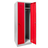 Szafka ubraniowa BHP Mega-M J-60 2 drzwiowa szara/ czerwony front  S-60 cm G-50 cm H-180 cm skręcana (wysyłka paletowa) N