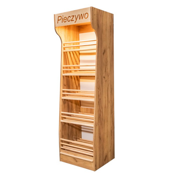 Regał na pieczywo Mega-M T H-200cm L-60cm G-50cm plexi oświetlenie LED dąb kraft N