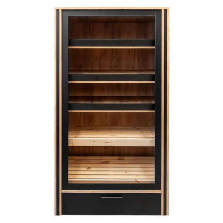 Regał na pieczywo otwarty Mega-M H- 204 cm L- 110 cm G- 62 cm dąb kraft / czarny N