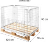Gitterbox nadstawka paletowa z obramowaniem S-120 cm G-80 cm H-90 cm oczko 6x10 cm otwierany dłuższy bok ocynk N