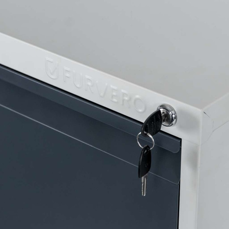 Szafka metalowa na dokumenty FURVERO W4S S/G kartotekowa 4 szuflady S-45 cm szara grafitowy front