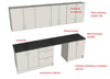 Zestaw mebli kuchennych do pomieszczeń socjalnych Mega-M L-287 cm G-60 cm H-91 cm Popiel Egger