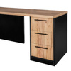Biurko narożne przyścienne z szafką i szufladami Mega-M L-160cm G-60cm H-76cm dąb kraft/czarny
