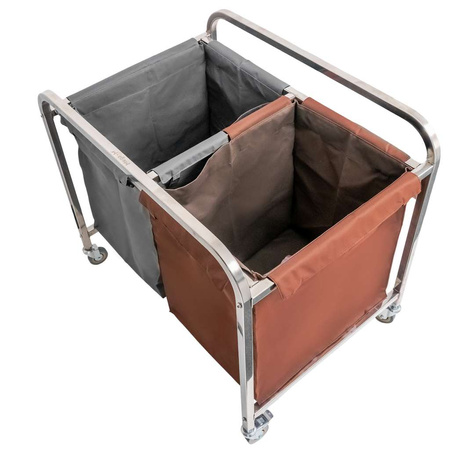 Wózek hotelowy na pranie 2-komory Mega-M 90x65x85 cm szaro-brązowy