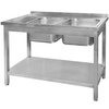 Zlew gastronomiczny spawany dwukomorowy z półką Mega-M 120x60x85 cm stal nierdzewna