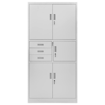 Szafa biurowa metalowa Mega-M WENUS W-14 na akta z sejfem szara S- 90 cm G- 40 cm H-185 cm skręcana N