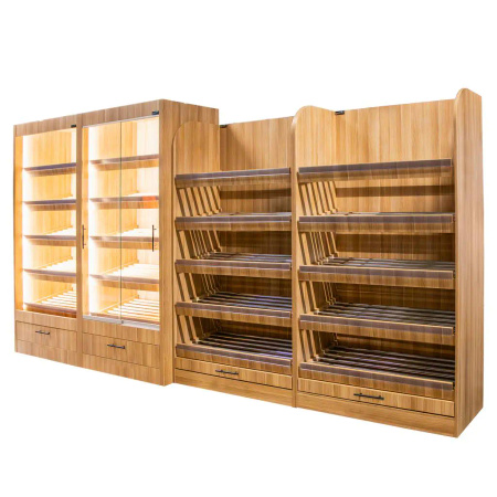 Regał na pieczywo otwarty Mega-M H-205 cm L-100 cm G-58 cm dąb amerykański