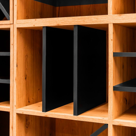 Moduł regału ozdobnego na wino/alkohole mocne Mega-M H-86 cm L-100 cm G-40 cm dąb artisan/czarny