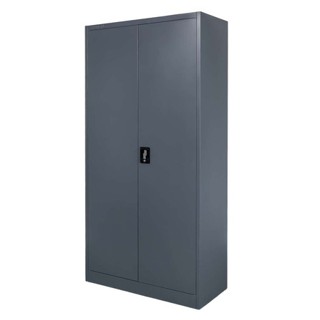 Szafa biurowa metalowa na dokumenty Mega-M pełne drzwi S-90 cm G-40 cm H-185 cm grafitowa